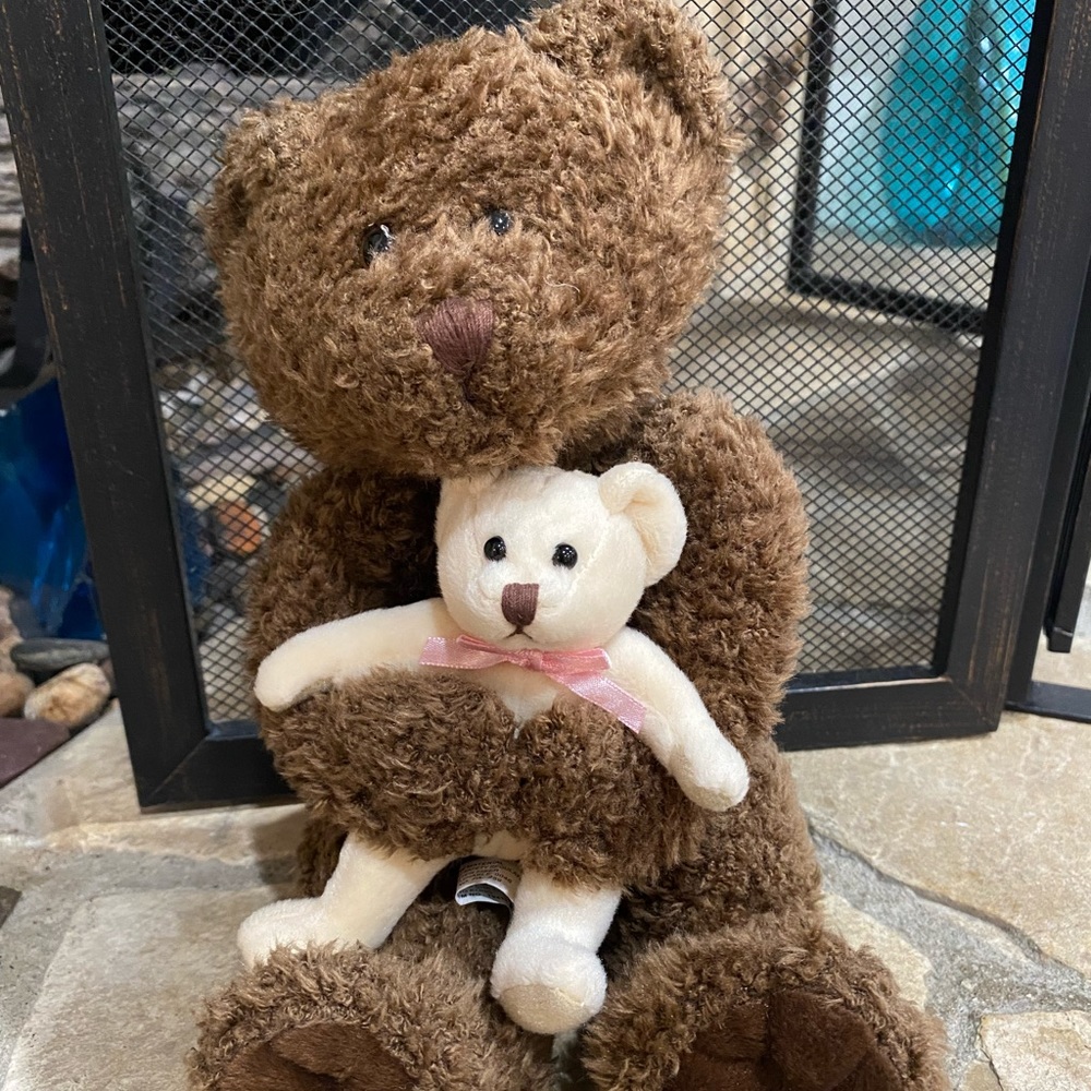 Tri Russ Int’l Bear Mom/Dad & Baby Plush Size 13”and 5"  Plush Set